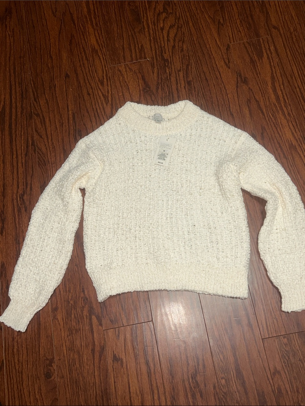 a new day Cream Textured Crewneck Sweater